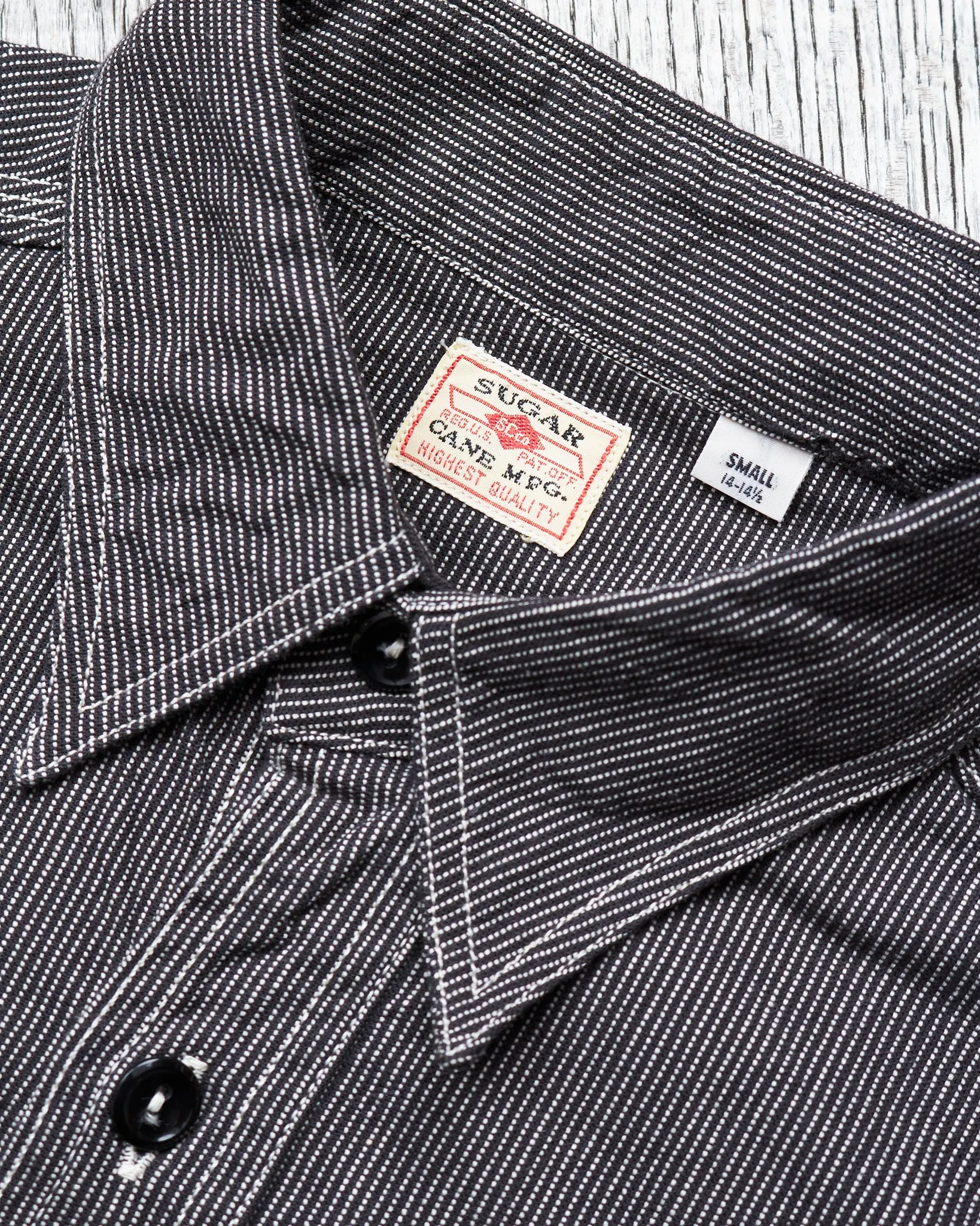 Sugar Cane & Co. Black Striped Work Shirt