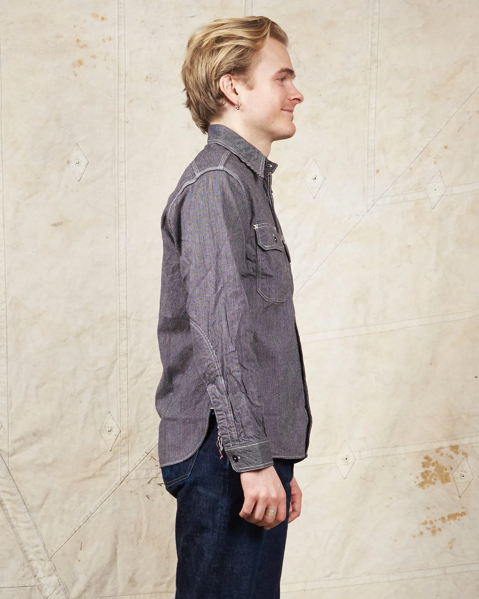 Sugar Cane & Co. Black Striped Work Shirt