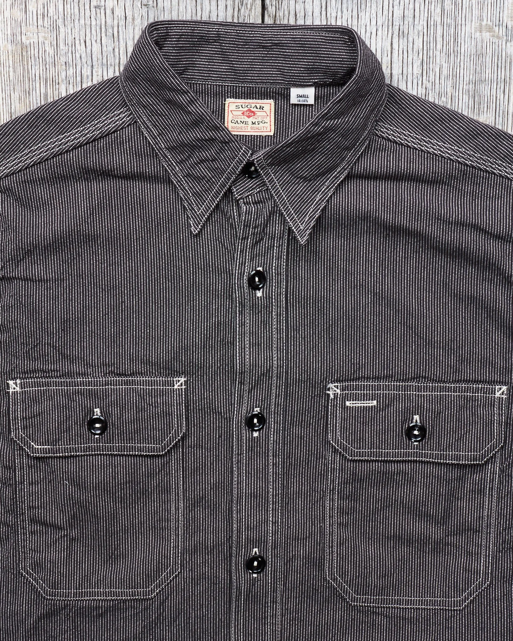 Sugar Cane & Co. Black Striped Work Shirt