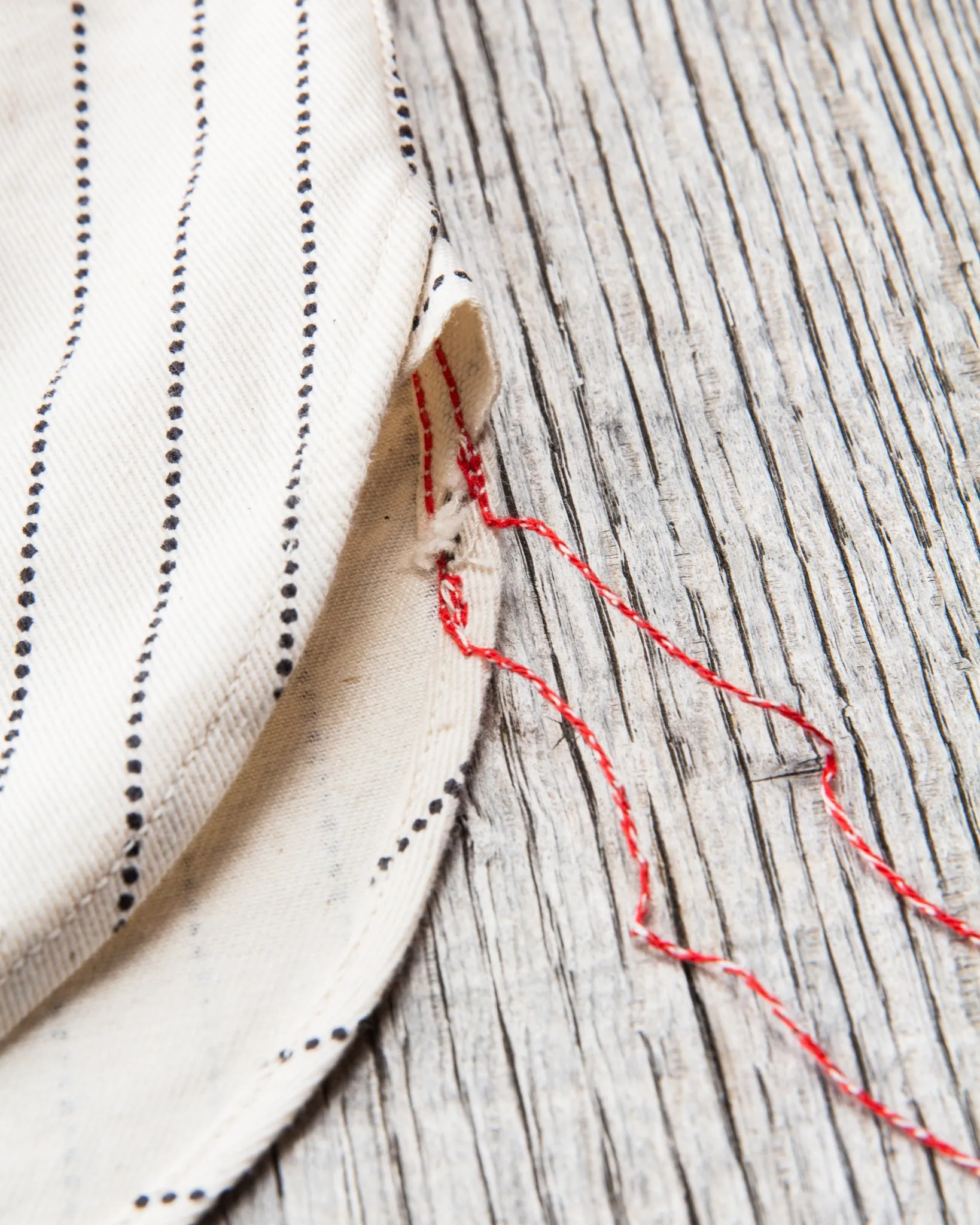Sugar Cane & Co Fiction Romance 8.5oz. White Wabash Stripe Work Shirt SC27076