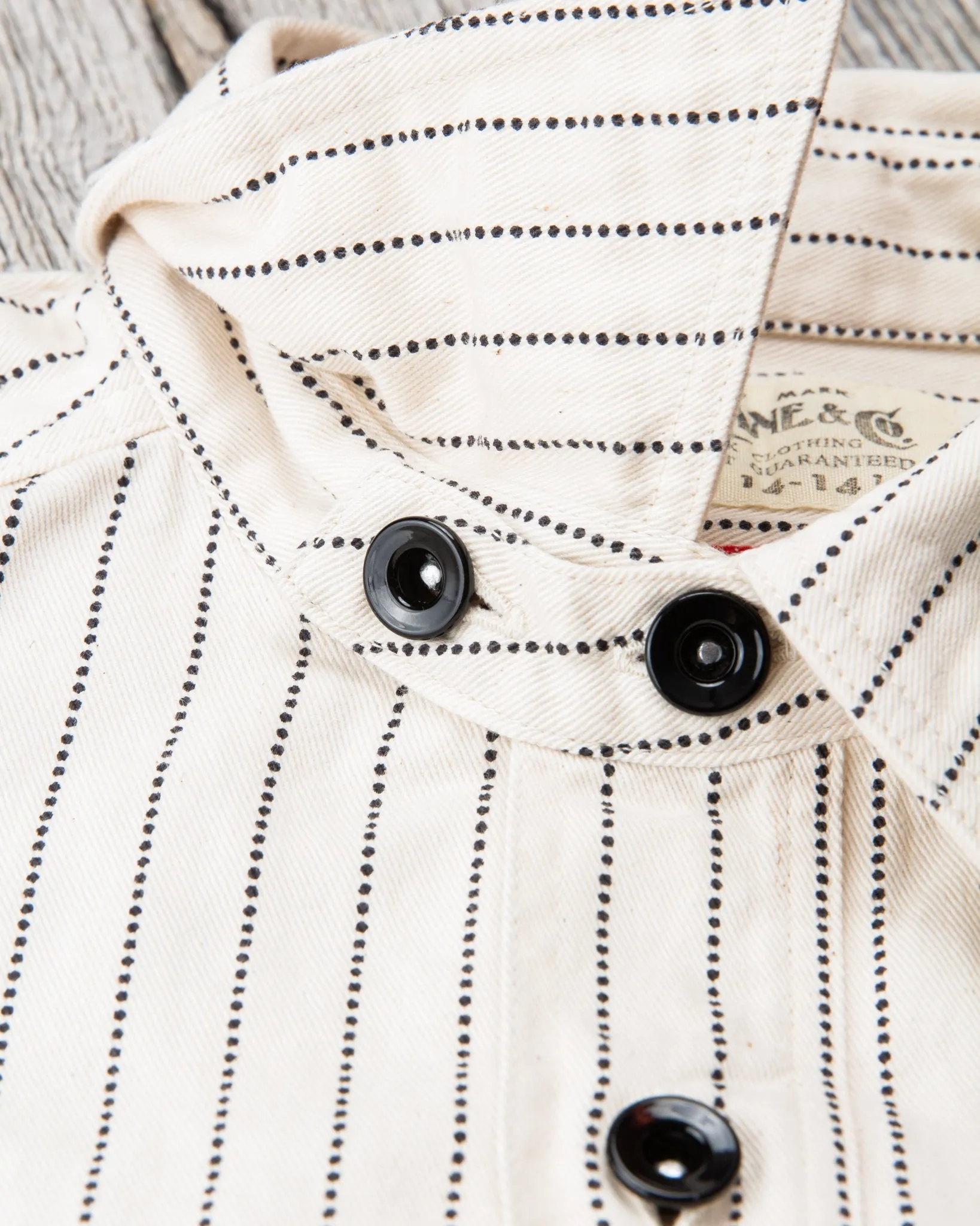 Sugar Cane & Co Fiction Romance 8.5oz. White Wabash Stripe Work Shirt SC27076