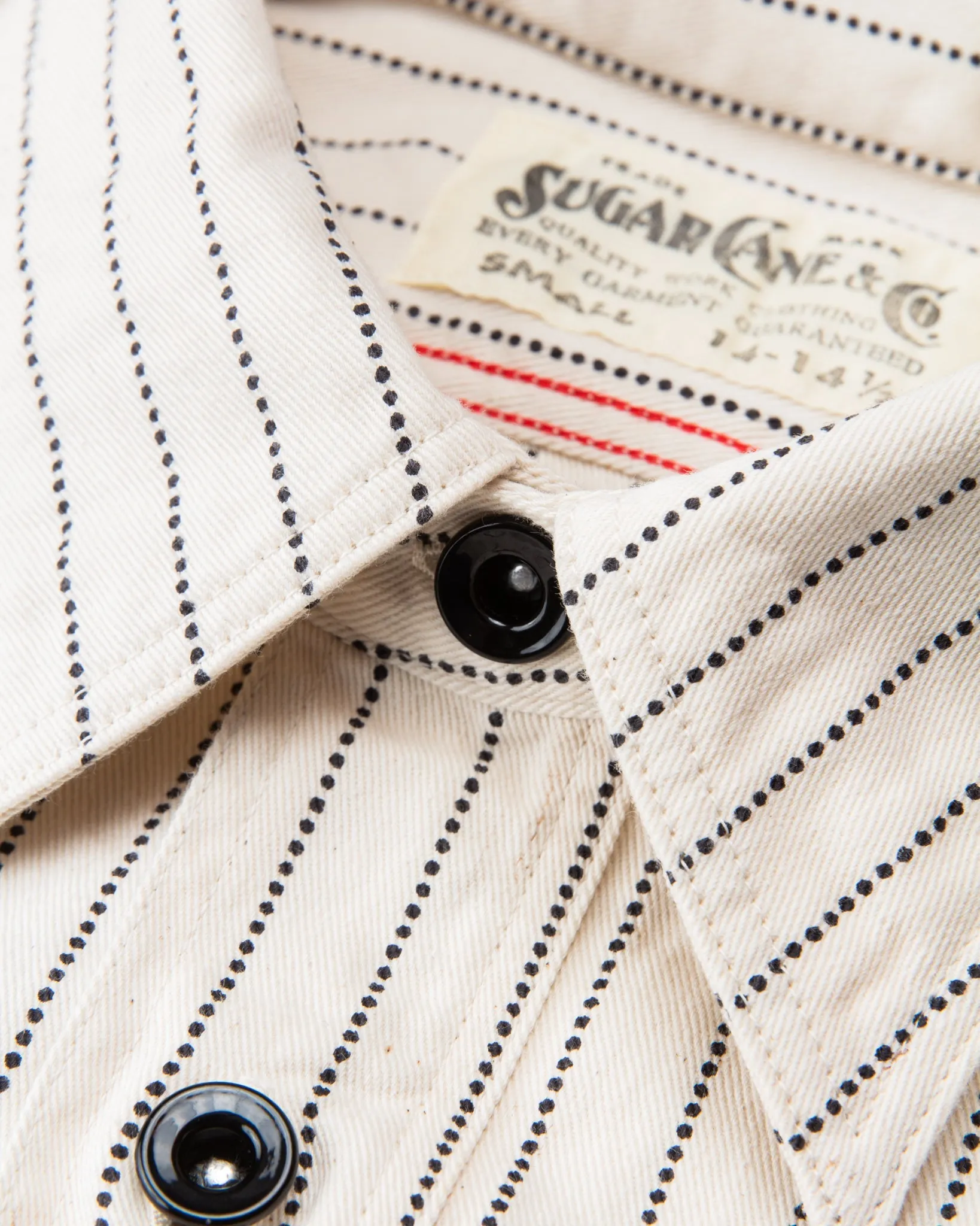 Sugar Cane & Co Fiction Romance 8.5oz. White Wabash Stripe Work Shirt SC27076