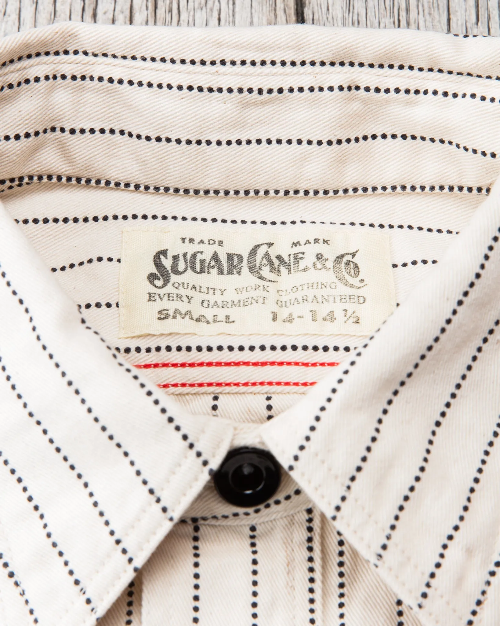 Sugar Cane & Co Fiction Romance 8.5oz. White Wabash Stripe Work Shirt SC27076