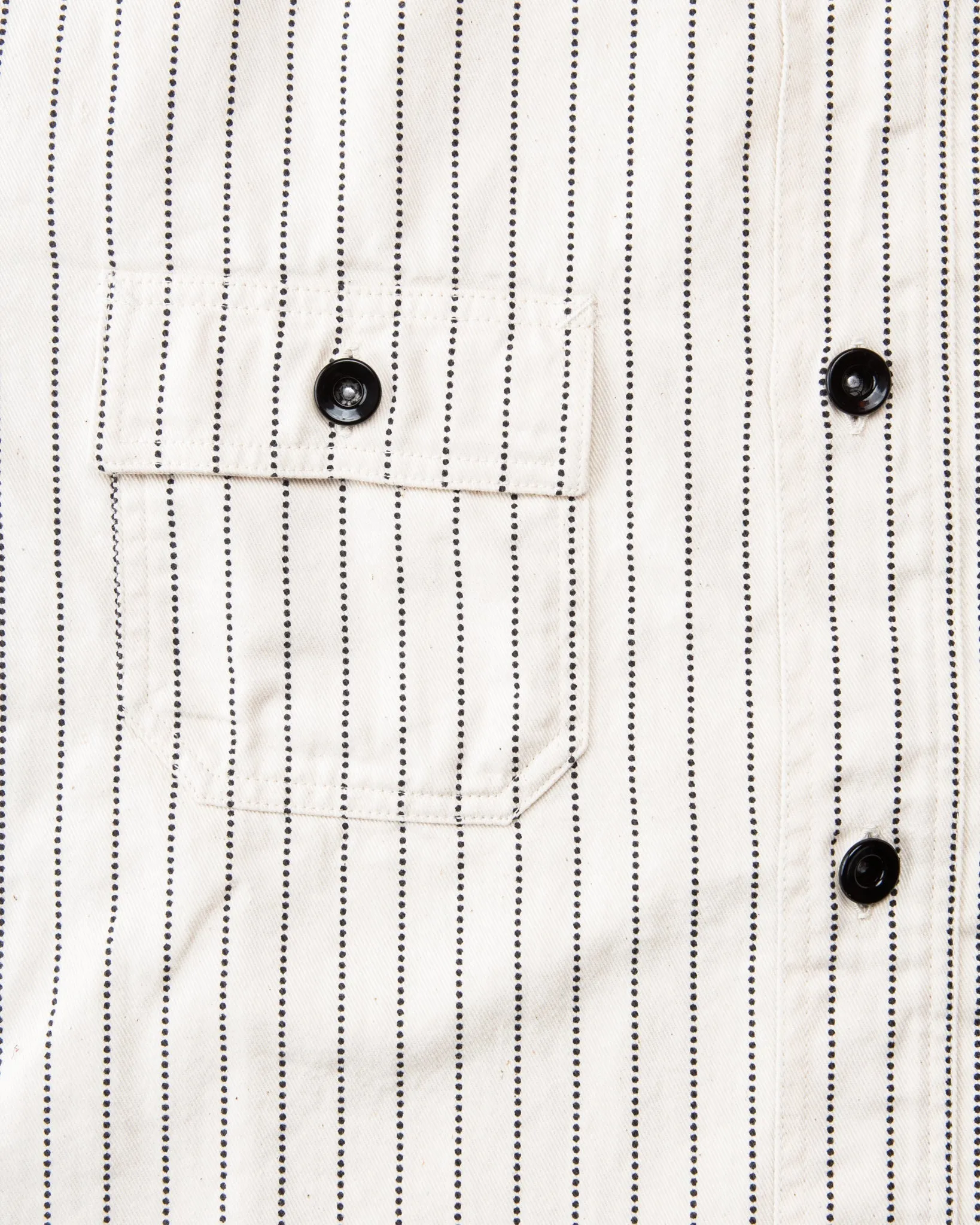Sugar Cane & Co Fiction Romance 8.5oz. White Wabash Stripe Work Shirt SC27076