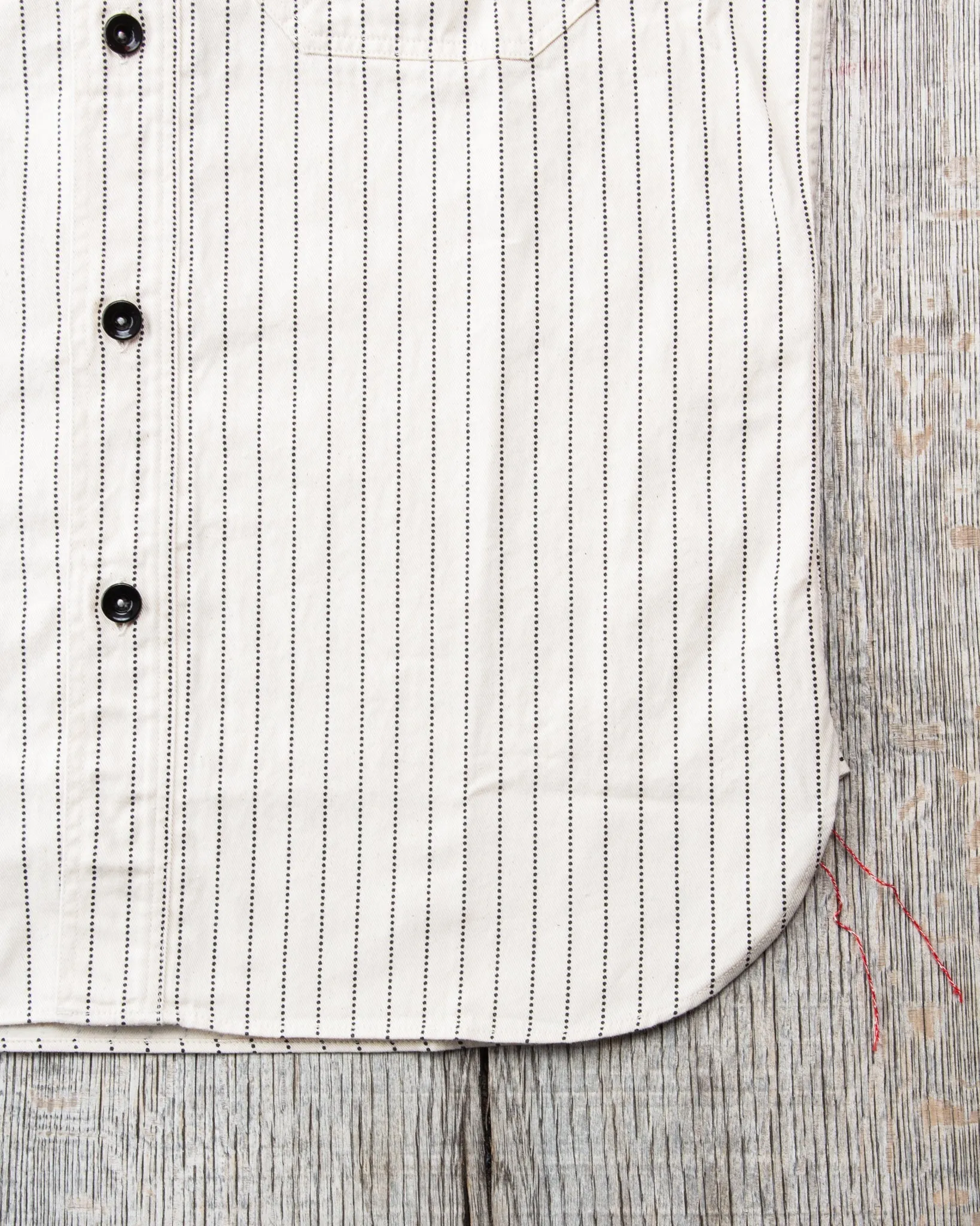 Sugar Cane & Co Fiction Romance 8.5oz. White Wabash Stripe Work Shirt SC27076