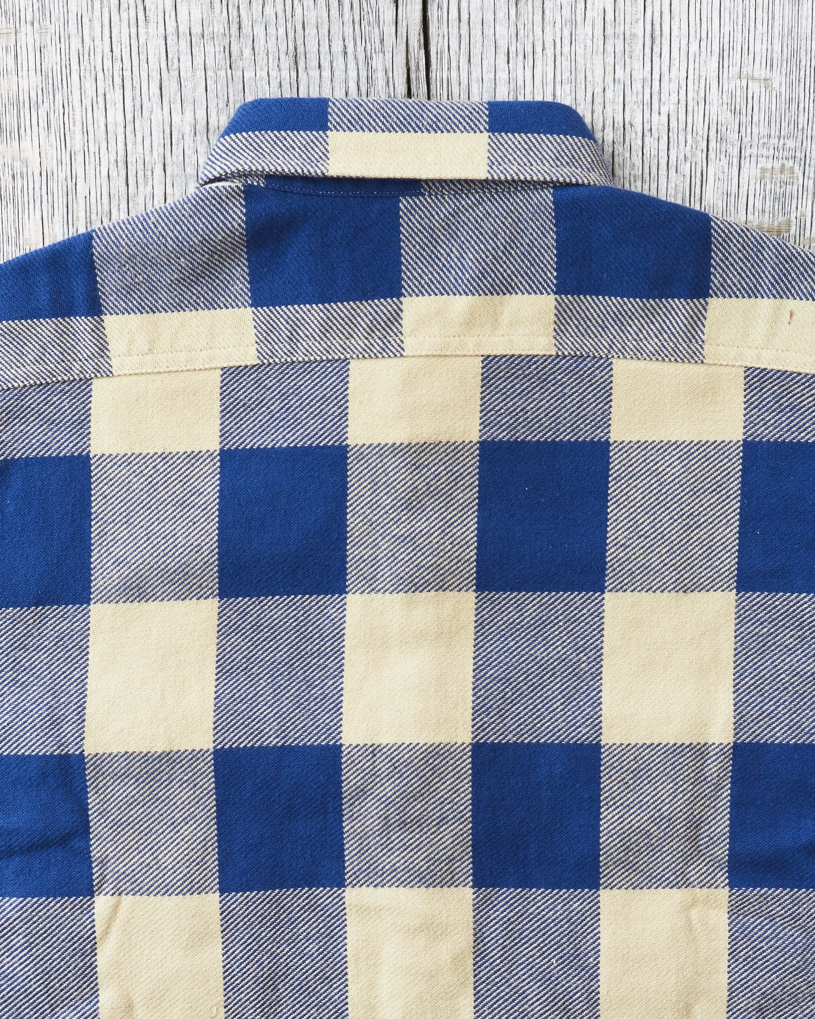 Sugar Cane & Co Twill Check Work Shirt Beige/Navy SC29147