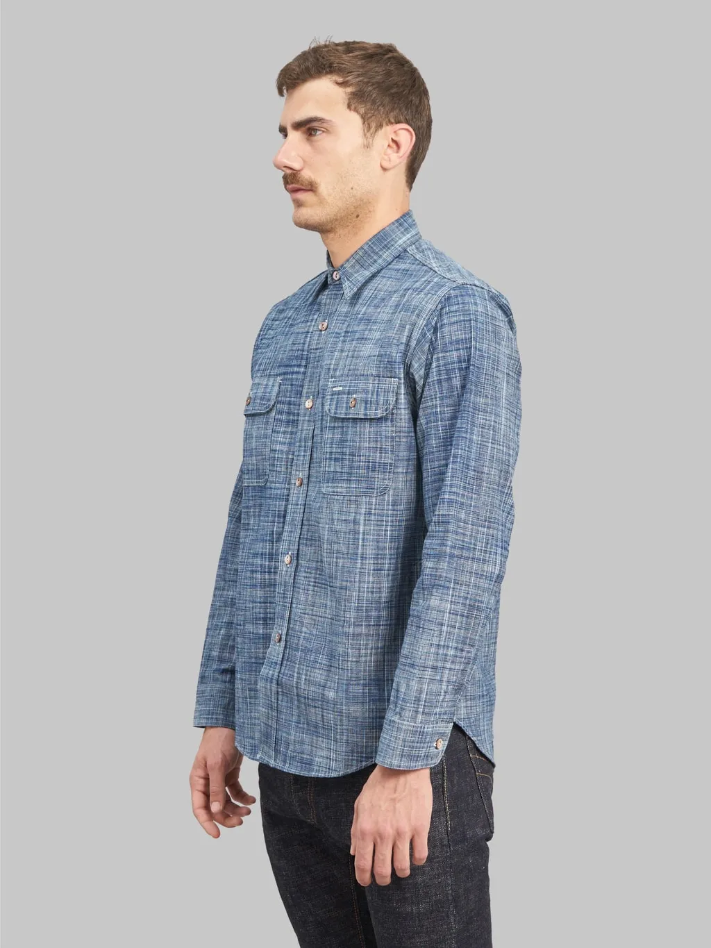 Sugar Cane Fiction Romance 6.9oz Indigo Kasuri Work Shirt