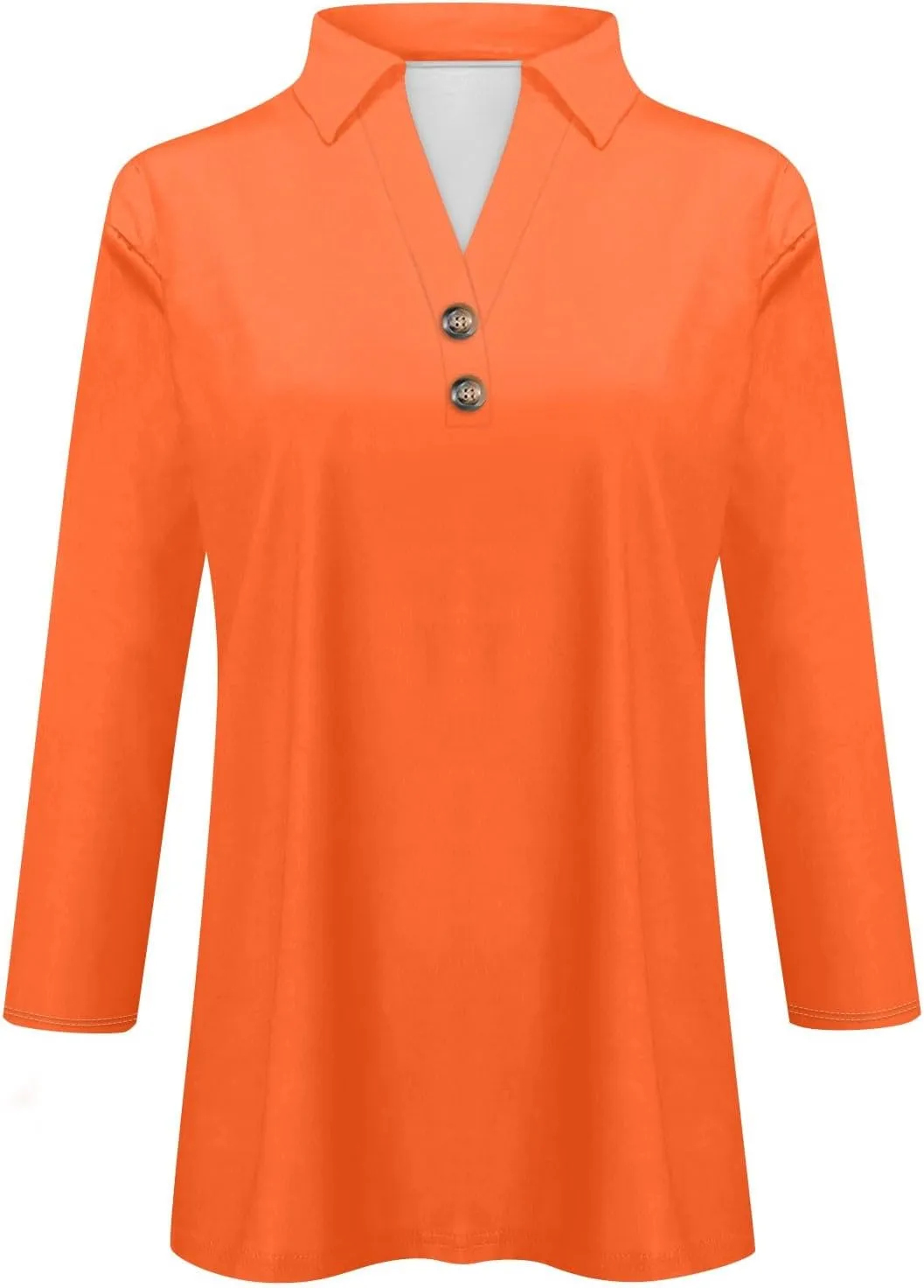 Summer 3/4 Length Sleeve Womens Tops,V Neck T Shirts Basic Polo Shirts Collared Casual Workout Tops for Women 2024