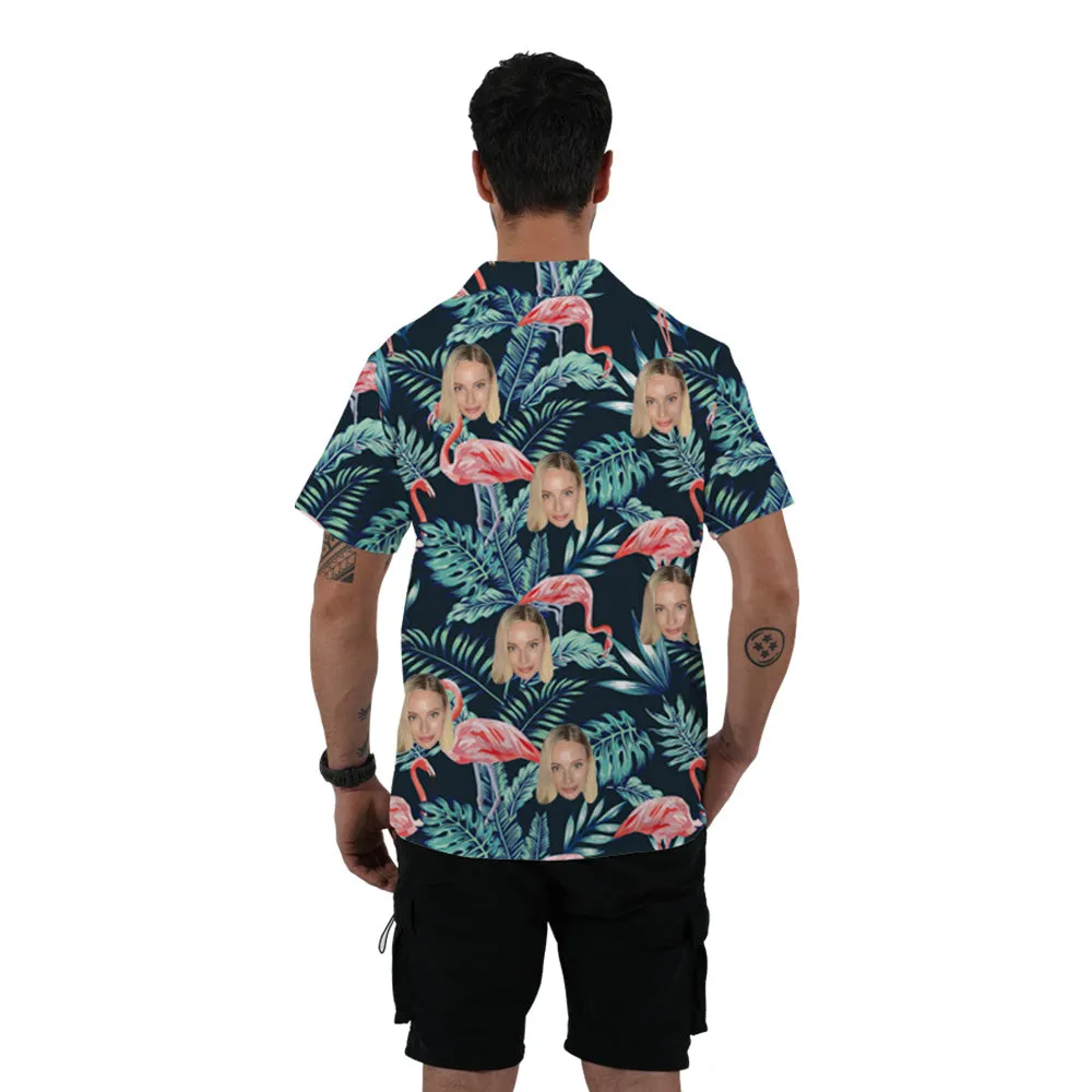 Summer Hawaiian Shirt Green With Flamingos - Special Price