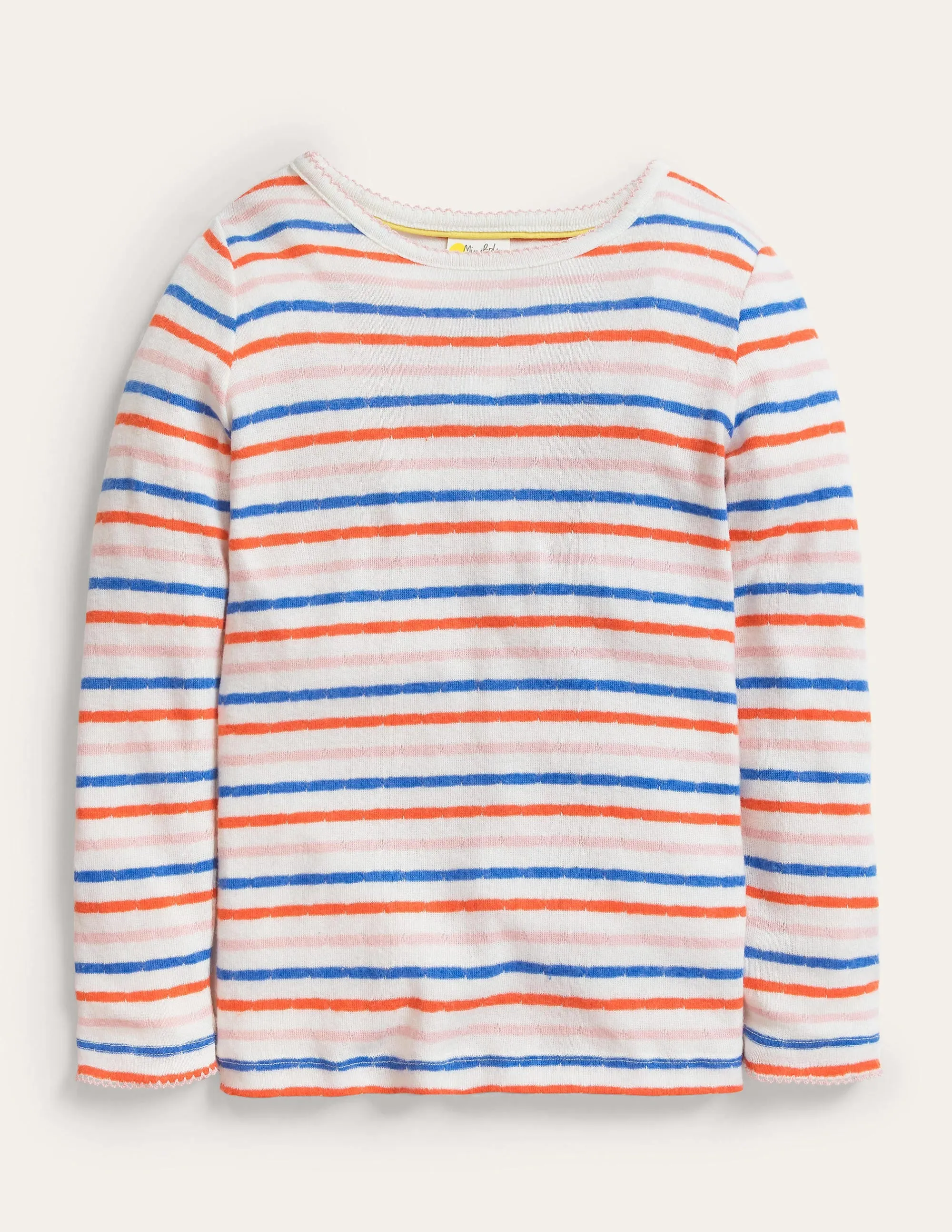 Supersoft Pointelle T-shirt-Mandarin Red/Provence Blue