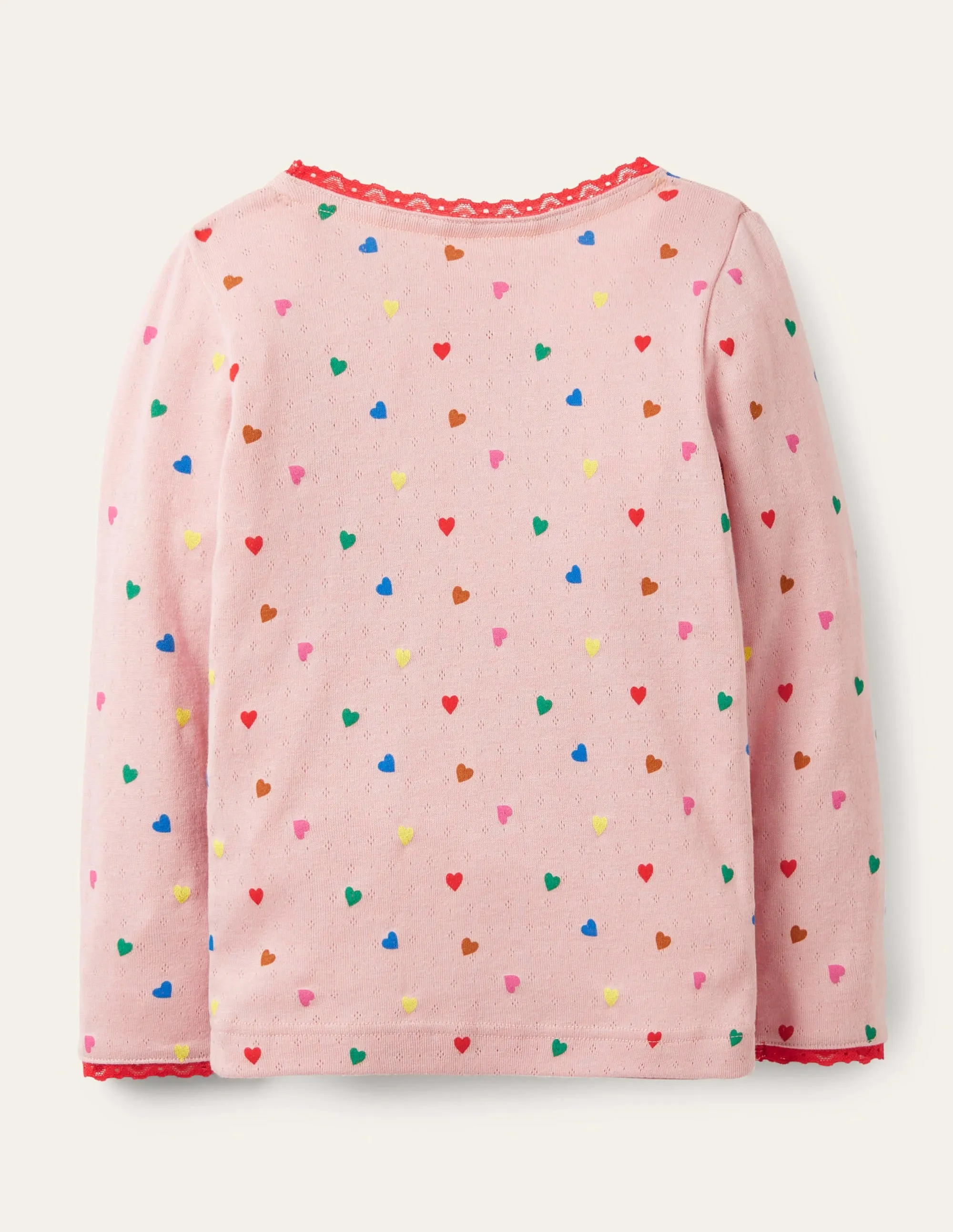 Supersoft Pointelle T-shirt-Pink Hearts
