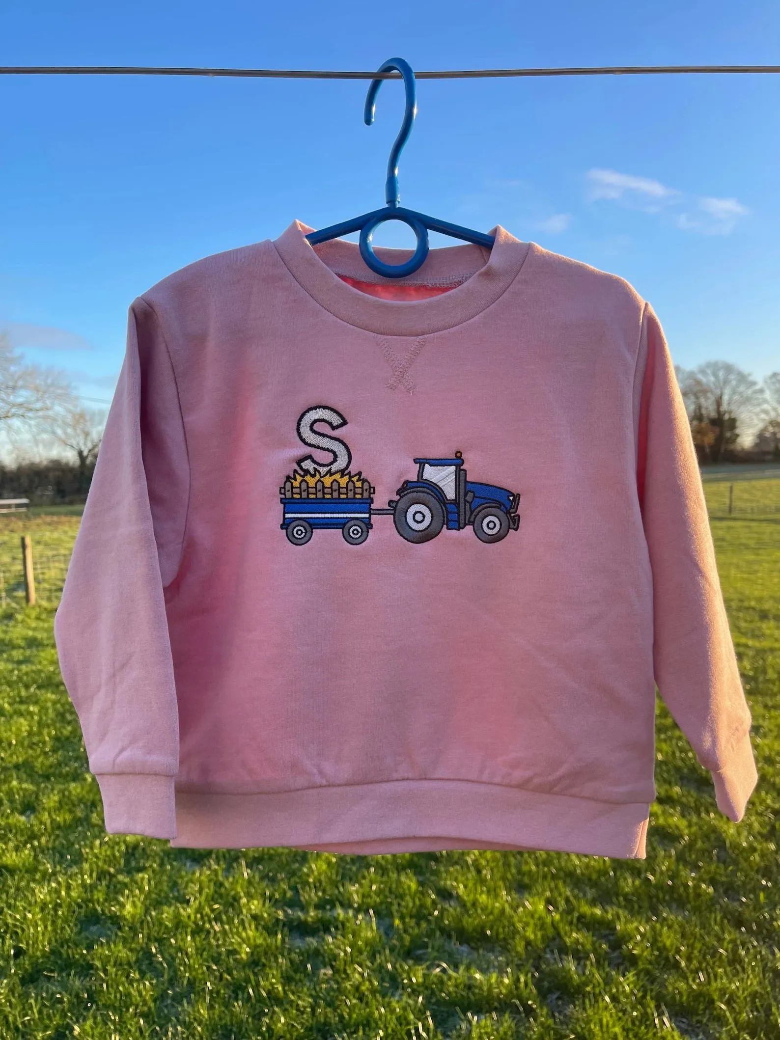 Sustainable Sweatshirts Embroidered With Initial Tractor & Trailer Design.