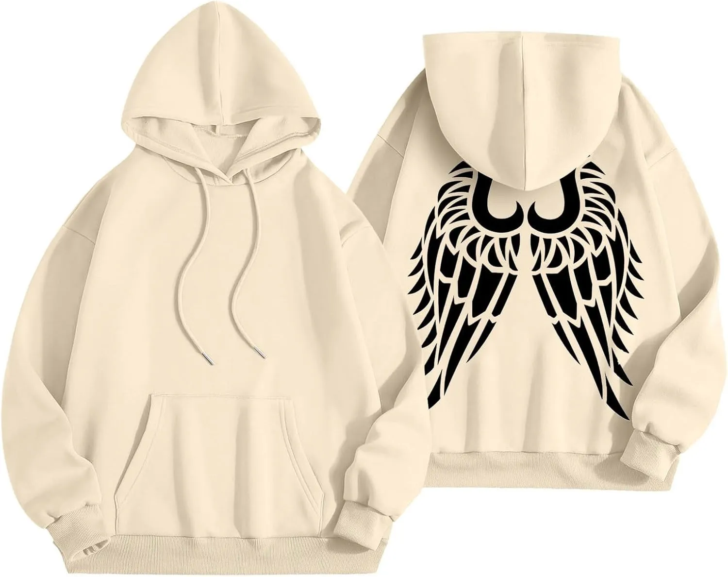 Sweatshirts for Women Graphic Hoodies Angel Wing Graphic Sweatshirt Hooded Fall Long Sleeve Casual Loose Pullover Tops