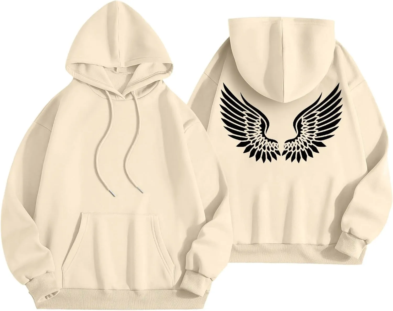 Sweatshirts for Women Graphic Hoodies Angel Wing Graphic Sweatshirt Hooded Fall Long Sleeve Casual Loose Pullover Tops