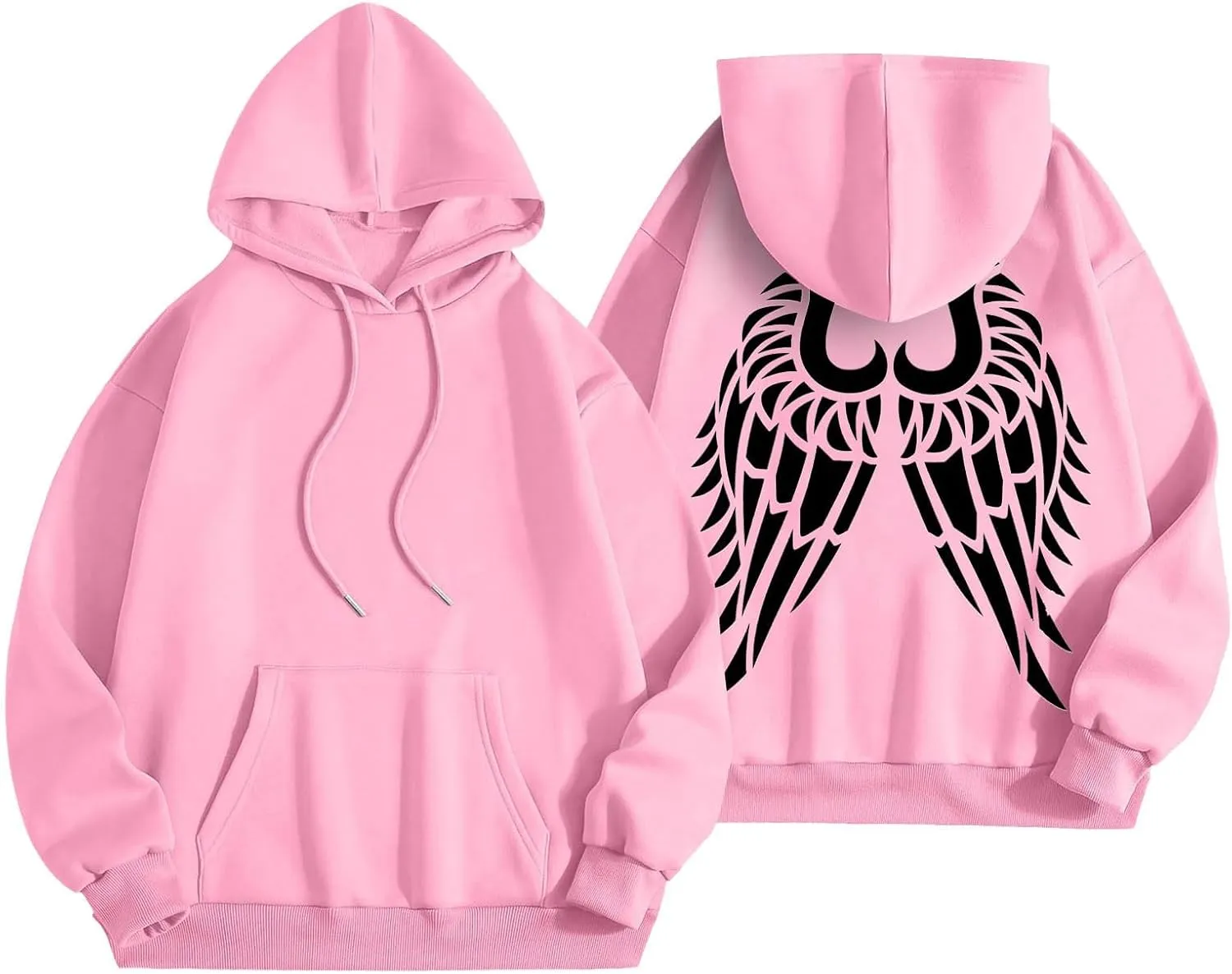 Sweatshirts for Women Graphic Hoodies Angel Wing Graphic Sweatshirt Hooded Fall Long Sleeve Casual Loose Pullover Tops