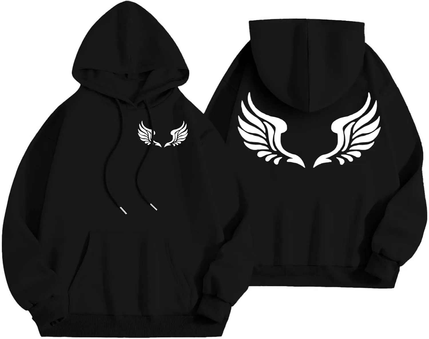 Sweatshirts for Women Graphic Hoodies Angel Wing Graphic Sweatshirt Hooded Fall Long Sleeve Casual Loose Pullover Tops