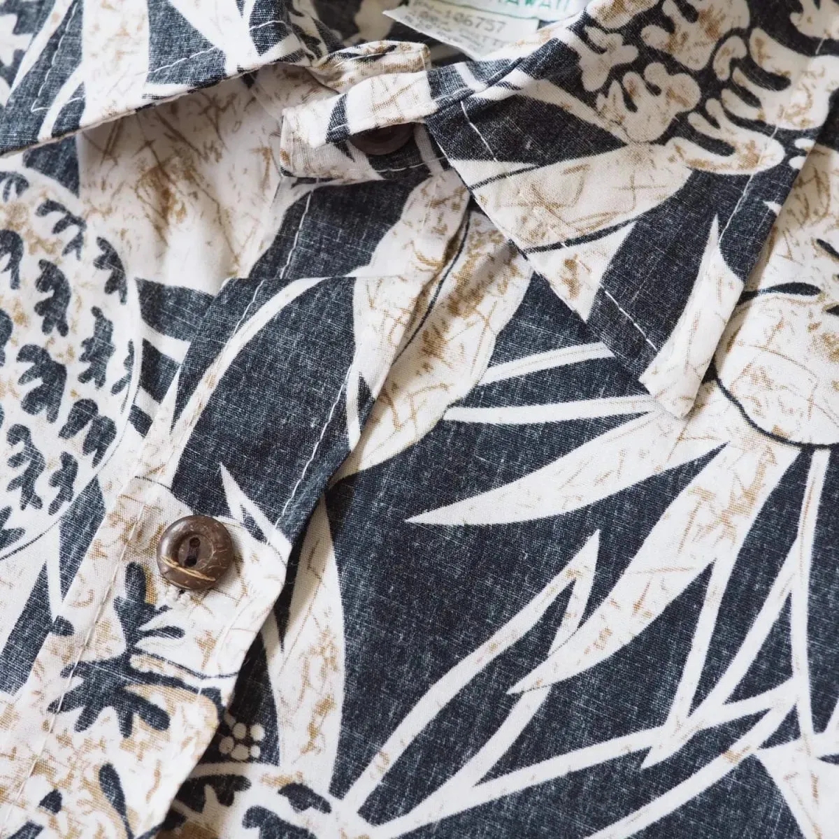 sweet pineapple black REVERSE print hawaiian cotton shirt