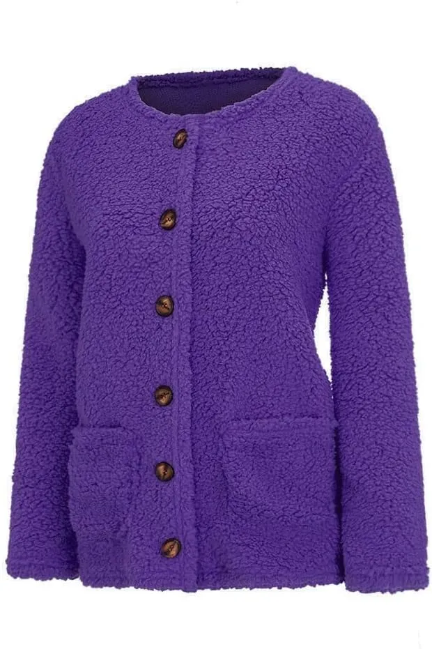 TARIENDY Plus Size Jackets for Women Sherpa Fleece Lined Coats Trendy Workout Casual Outerwear Long Sleeve Button Cardigan
