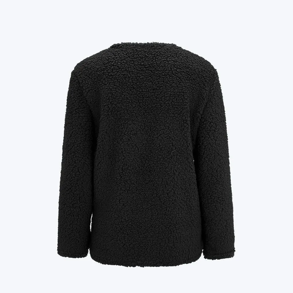 TARIENDY Plus Size Jackets for Women Sherpa Fleece Lined Coats Trendy Workout Casual Outerwear Long Sleeve Button Cardigan