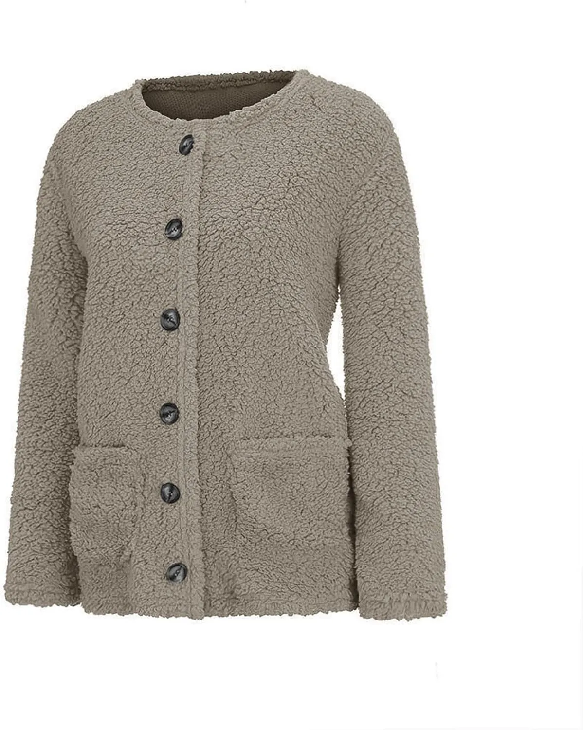 TARIENDY Plus Size Jackets for Women Sherpa Fleece Lined Coats Trendy Workout Casual Outerwear Long Sleeve Button Cardigan