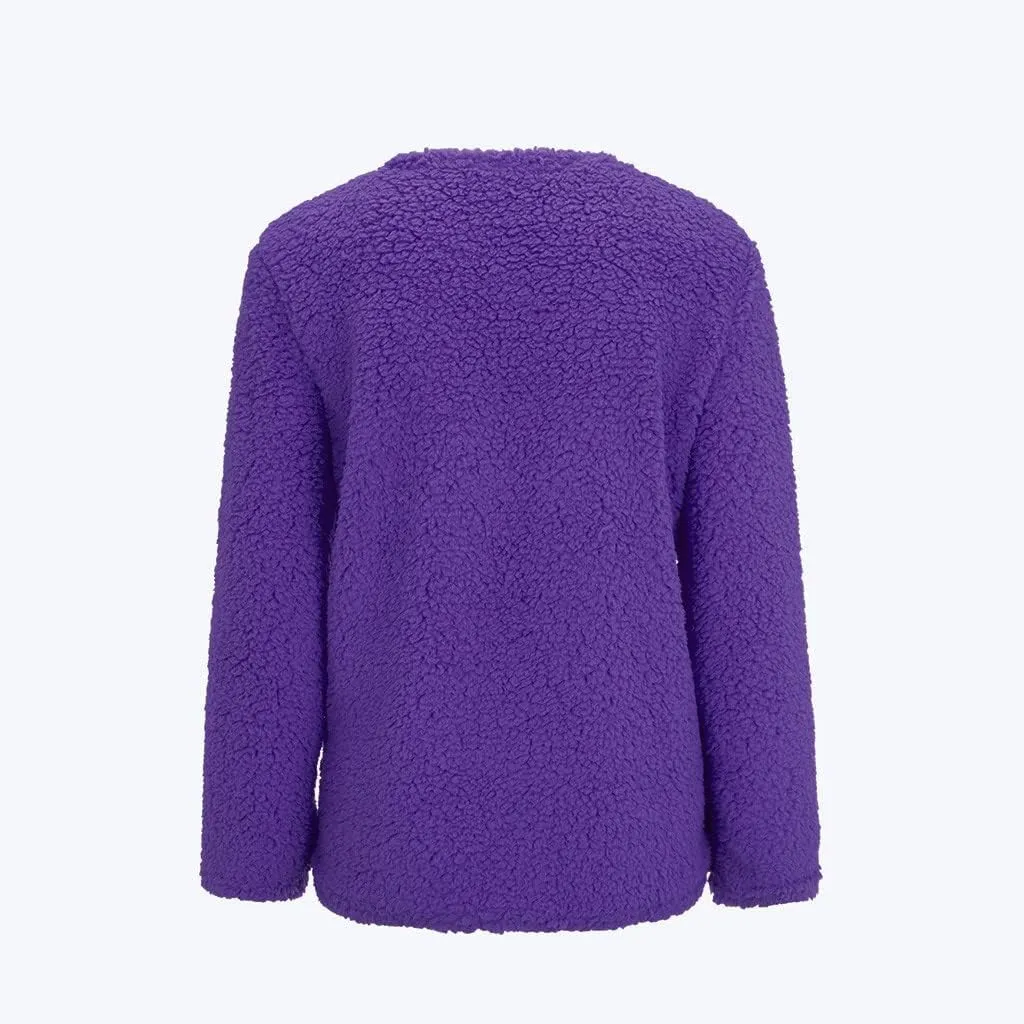 TARIENDY Plus Size Jackets for Women Sherpa Fleece Lined Coats Trendy Workout Casual Outerwear Long Sleeve Button Cardigan