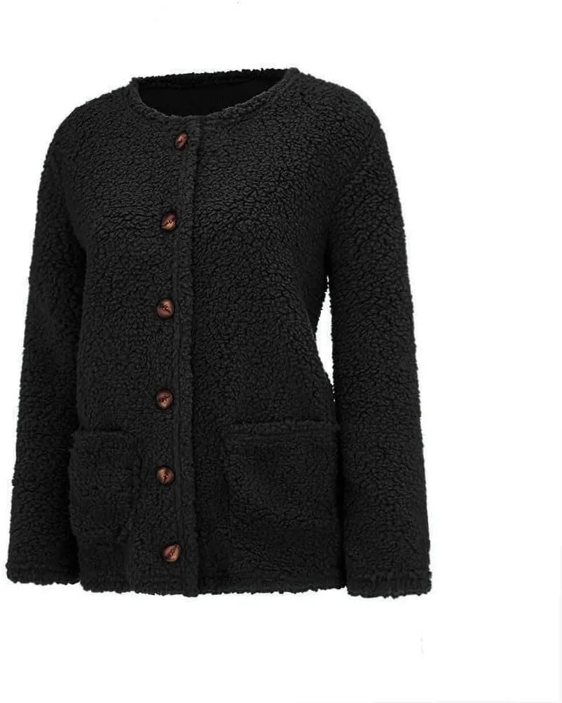 TARIENDY Plus Size Jackets for Women Sherpa Fleece Lined Coats Trendy Workout Casual Outerwear Long Sleeve Button Cardigan