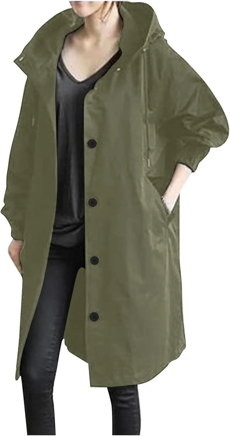 TARIENDY Rain Jacket for Women Trendy 2025 Hooded Windbreaker Lightweight Raincoat Outdoor Hiking Sportswear Travel Jacket