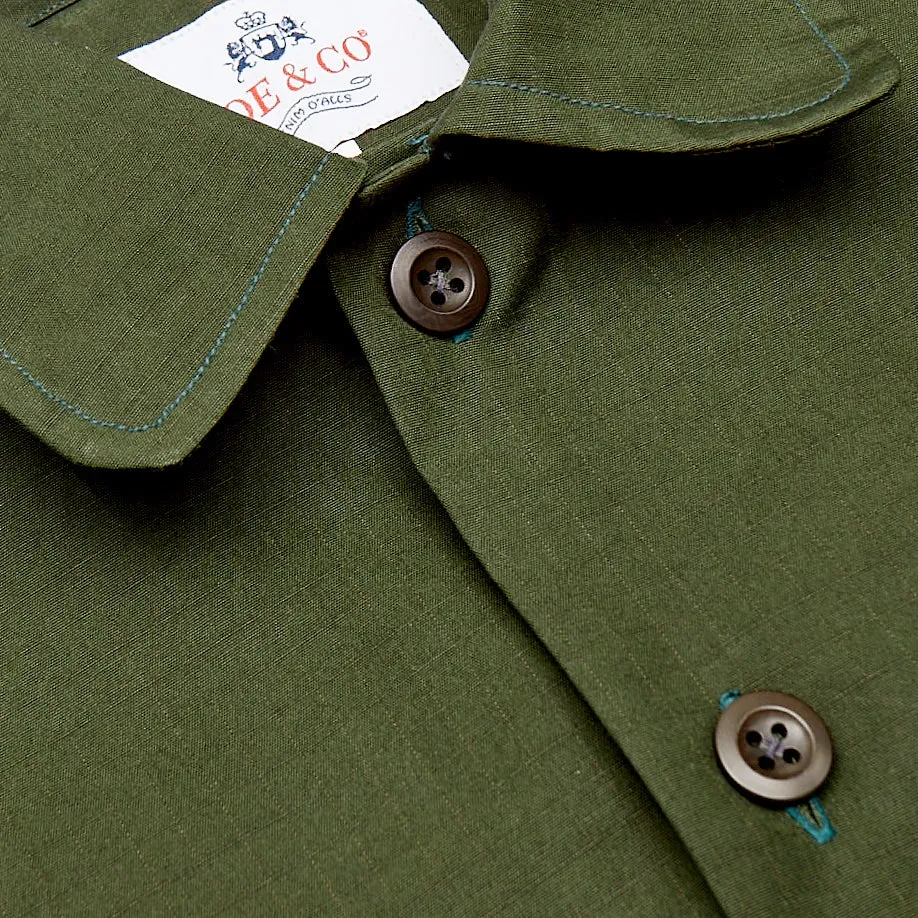 Tatton 01 Dark Olive Water Repellent Ripstop Over Shirt