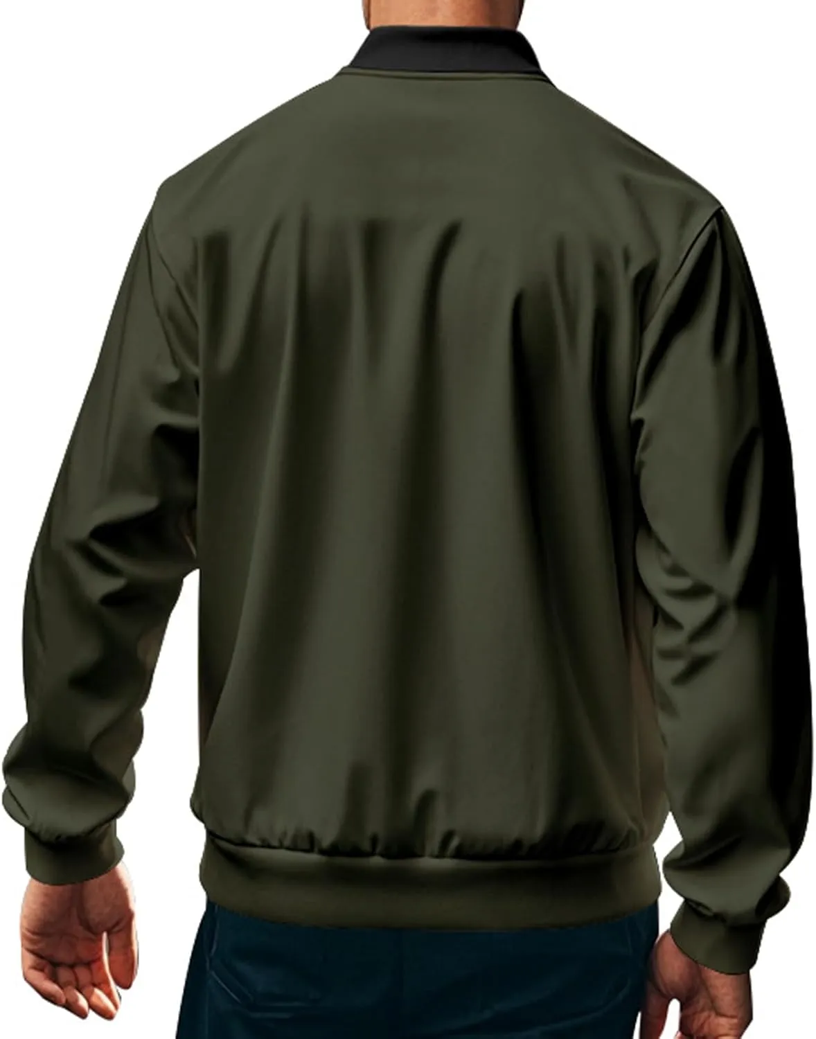 Thatrich Lightweight Bomber Flight Jacket for Men Stand Collar Zip Up Jacket Slim Fit Windbreaker Cozy Fall Casual Outerwear
