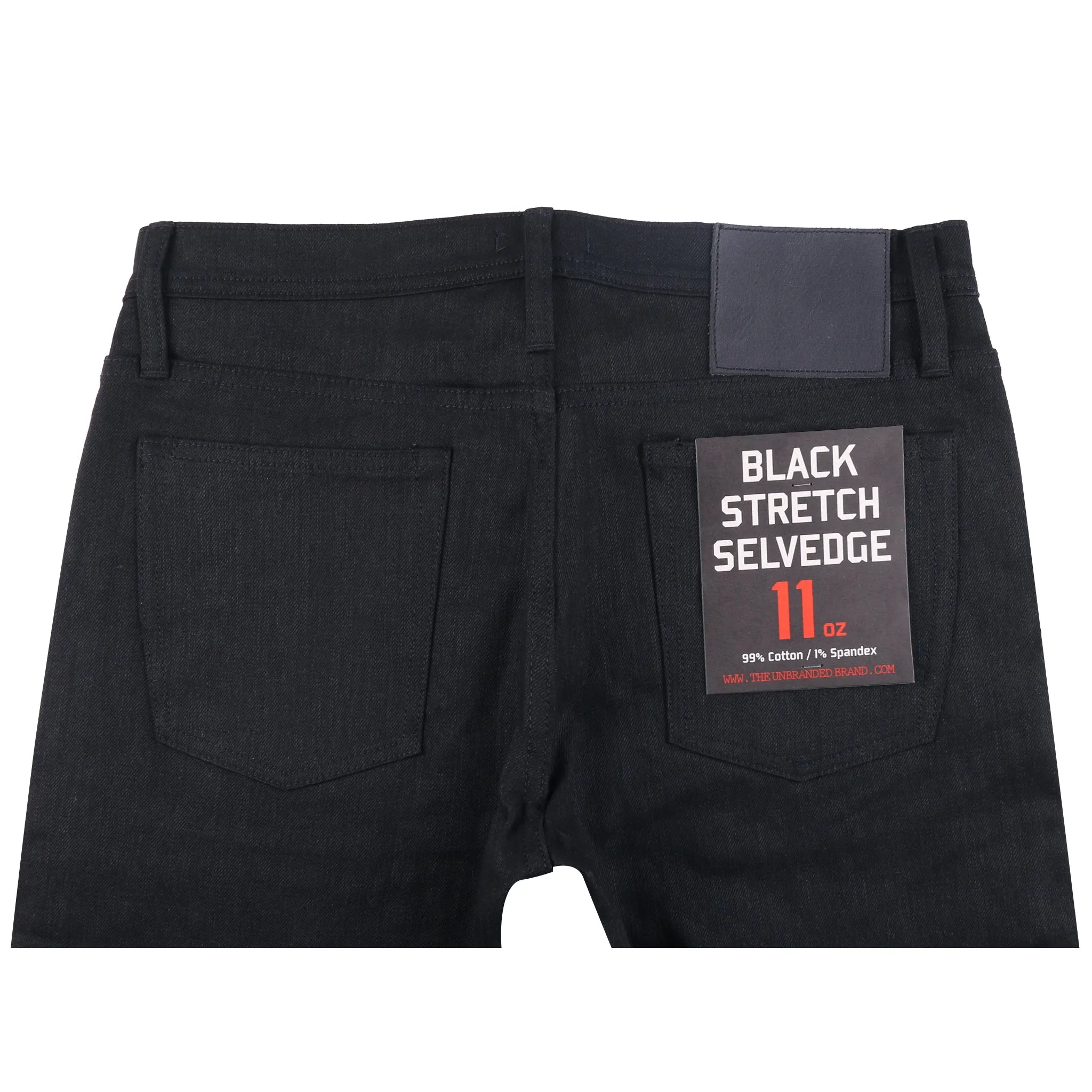 The Unbranded Brand Raw Denim Jeans - Relaxed 11oz Solid Black Stretch Selvedge