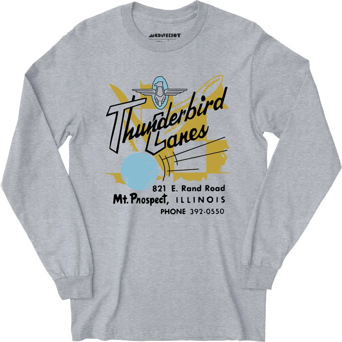 Thunderbird Lanes - Mt. Prospect, IL - Vintage Bowling Alley - Long Sleeve T-Shirt