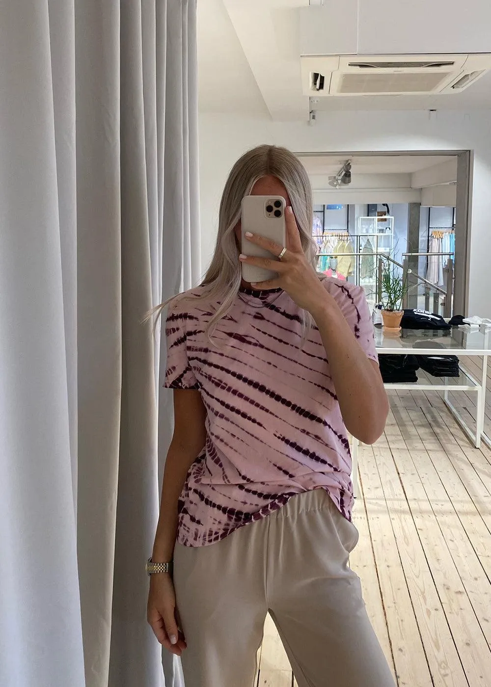 Tie Dye T-Shirt - Light Pink/Plum