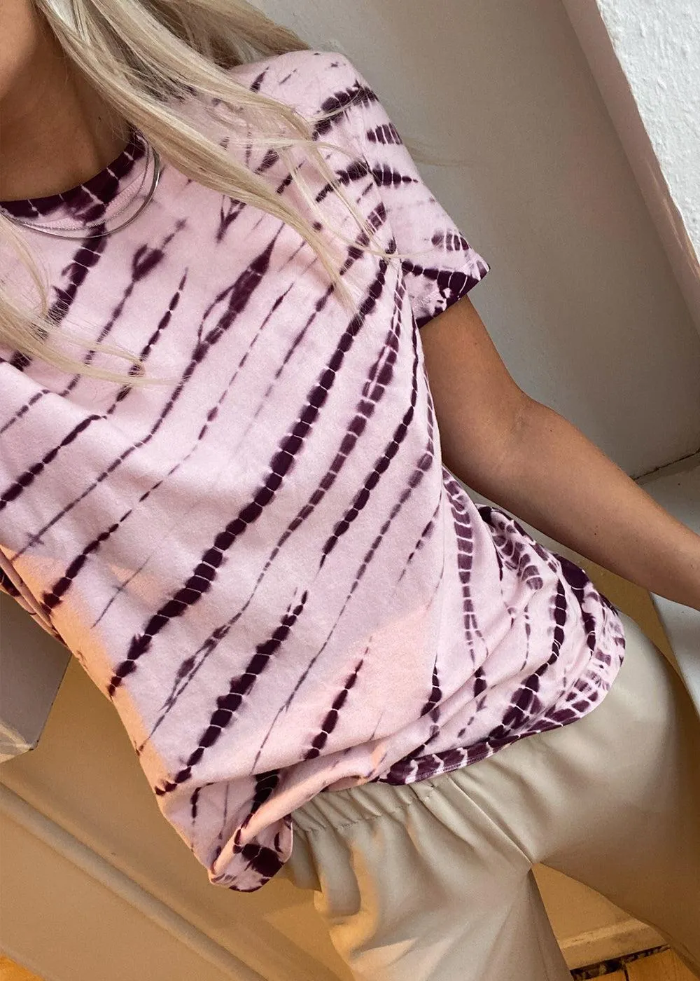Tie Dye T-Shirt - Light Pink/Plum