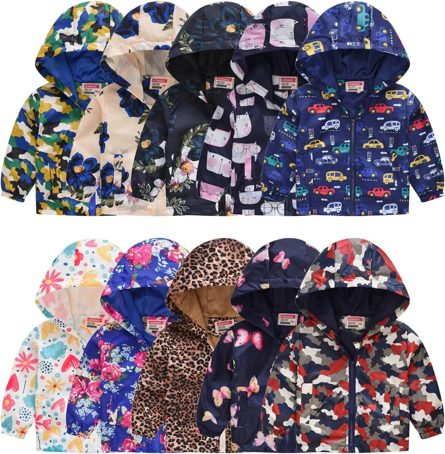 Toddler Boy Girl Fleece Lined Jackets Hooded Windbreaker Coat for Winter Fall Outerwear Rain Jacket