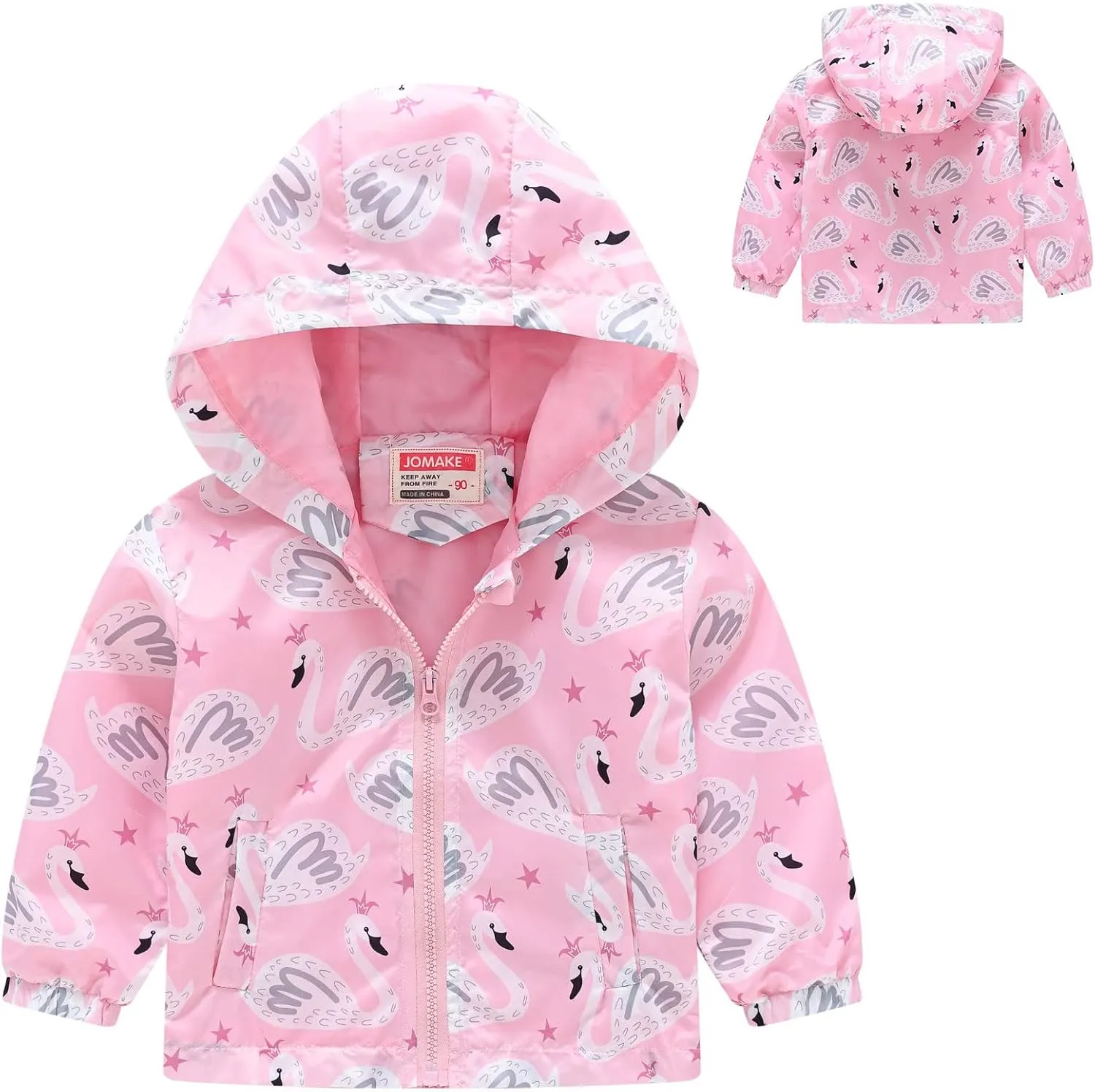 Toddler Boys Girls Casual Printing Cartoon Hooded Outerwear Zipper Coats Long Sleeve Windproof Boy Toddler Coat