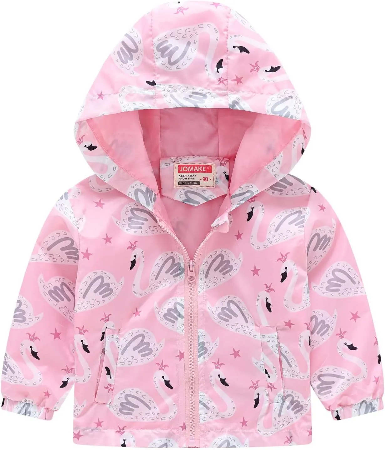 Toddler Boys Girls Casual Printing Cartoon Hooded Outerwear Zipper Coats Long Sleeve Windproof Boy Toddler Coat