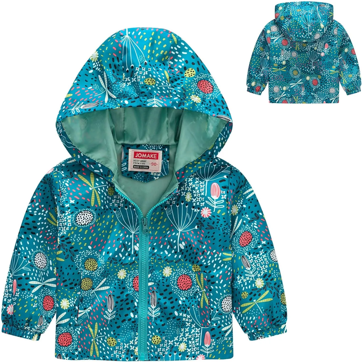 Toddler Boys Girls Casual Printing Cartoon Hooded Outerwear Zipper Coats Long Sleeve Windproof Boy Toddler Coat