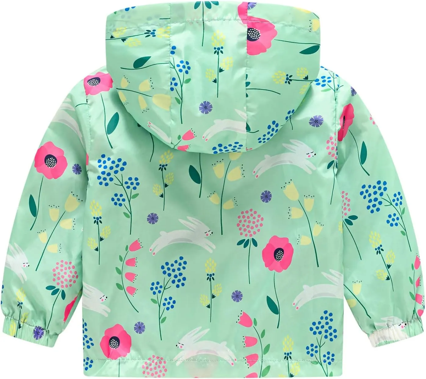 Toddler Boys Girls Floral Print Zip Jacket Hooded Trench Lightweight Kids Rain Coats Windbreaker Casual Outerwear