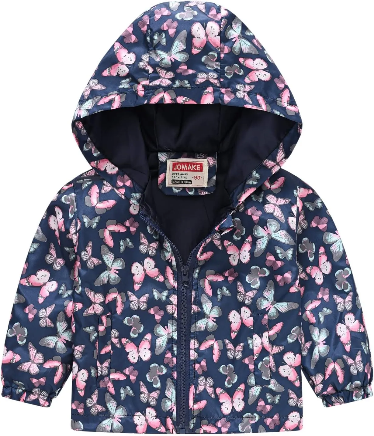 Toddler Boys Girls Floral Print Zip Jacket Hooded Trench Lightweight Kids Rain Coats Windbreaker Casual Outerwear