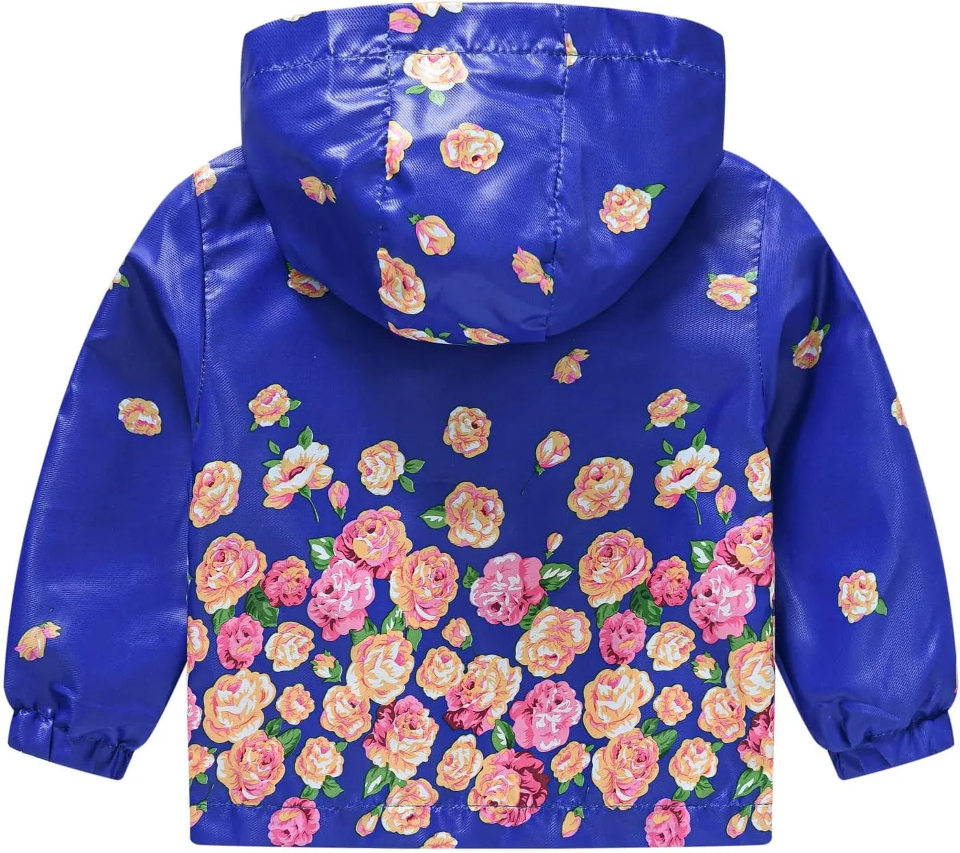 Toddler Boys Girls Floral Print Zip Jacket Hooded Trench Lightweight Kids Rain Coats Windbreaker Casual Outerwear