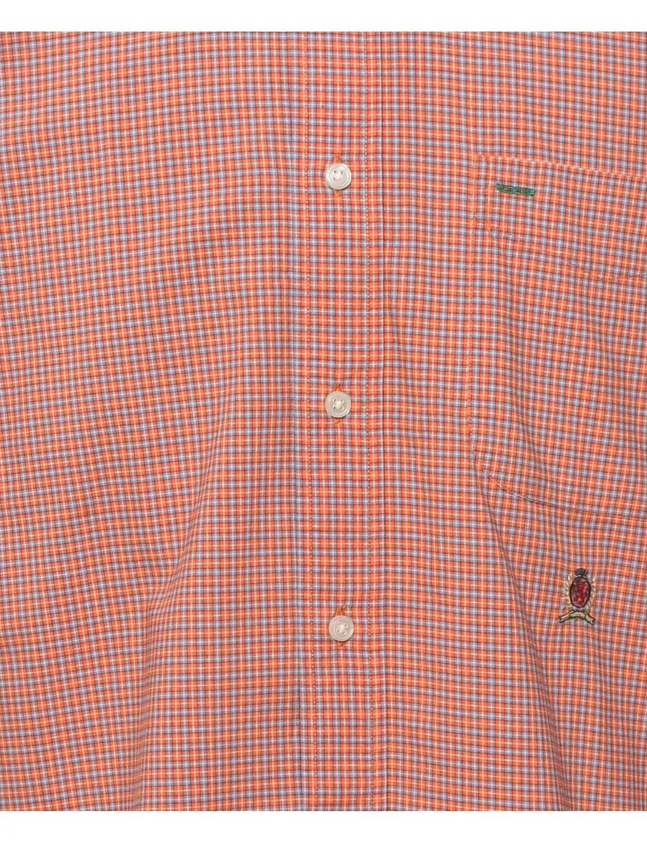 Tommy Hilfiger Checked Orange Short Sleeve Shirt - M