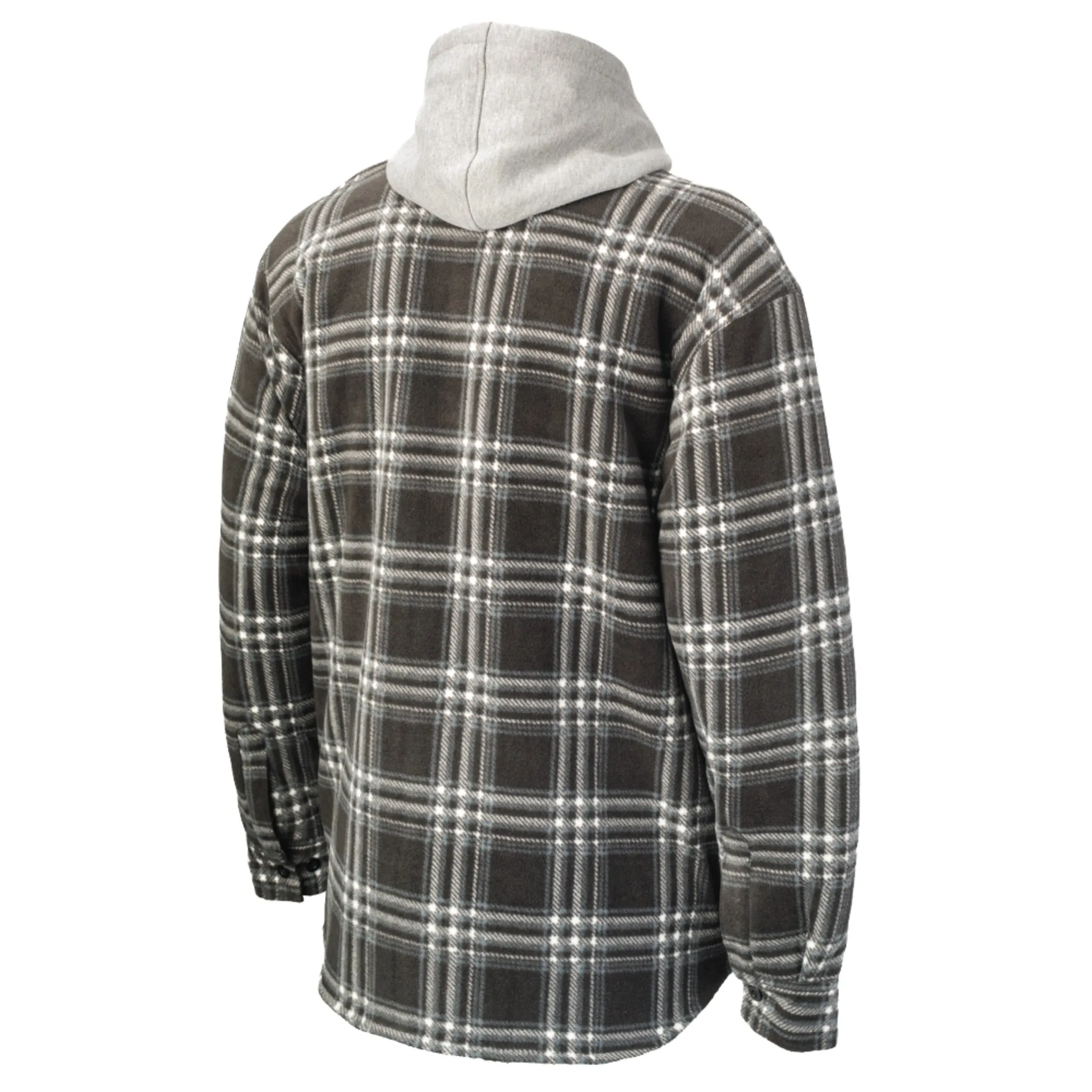 Tough Duck Men's Work Shirt WS02 Poly Fleece, Quick Dry, Sherpa Lined, Zip-Up Hooded, Button Front, Adjustable Cuffs, Ample Storage, Warm and Durable | Sizes S-3XL