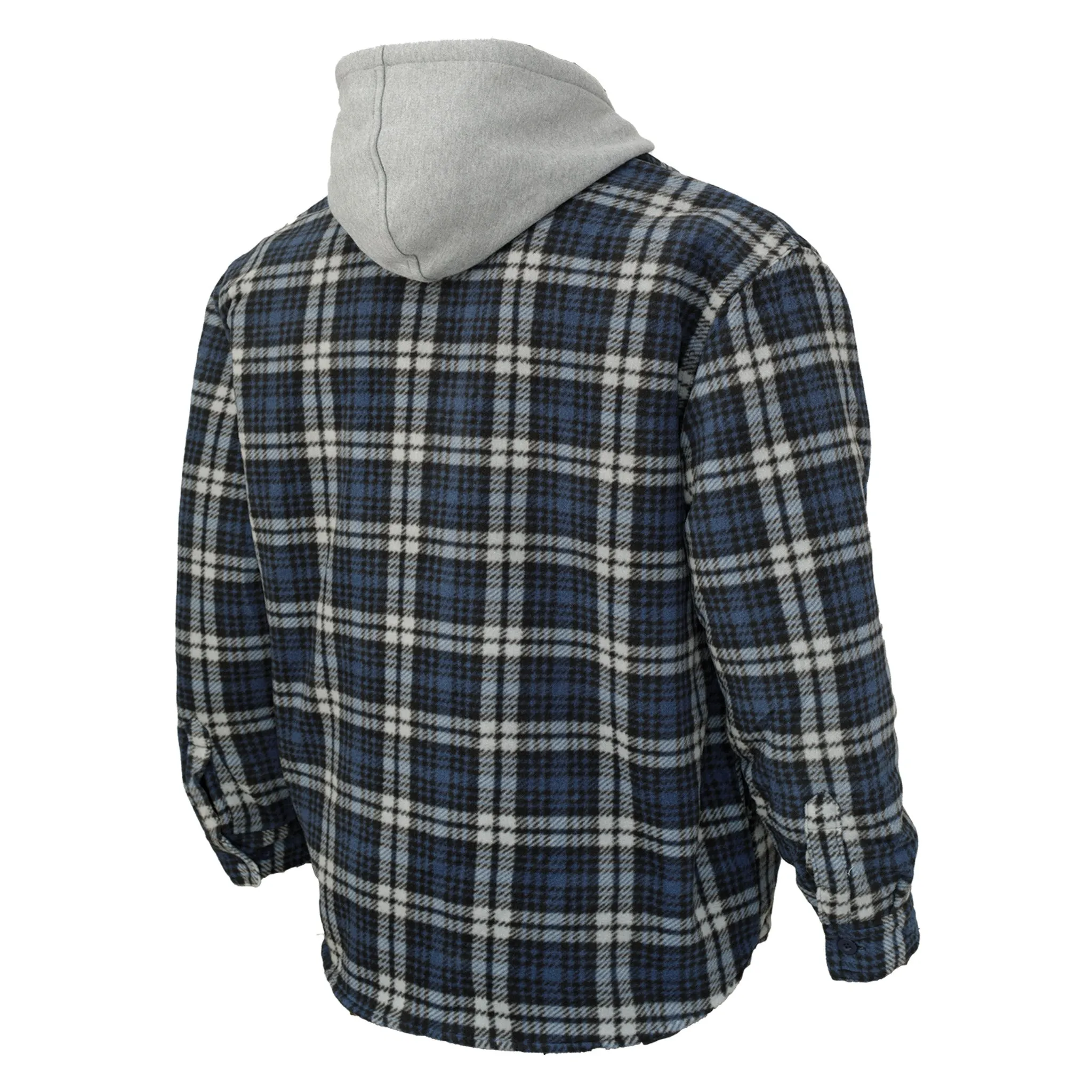 Tough Duck Men's Work Shirt WS02 Poly Fleece, Quick Dry, Sherpa Lined, Zip-Up Hooded, Button Front, Adjustable Cuffs, Ample Storage, Warm and Durable | Sizes S-3XL