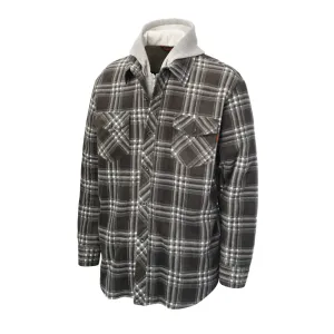 Tough Duck Men's Work Shirt WS02 Poly Fleece, Quick Dry, Sherpa Lined, Zip-Up Hooded, Button Front, Adjustable Cuffs, Ample Storage, Warm and Durable | Sizes S-3XL