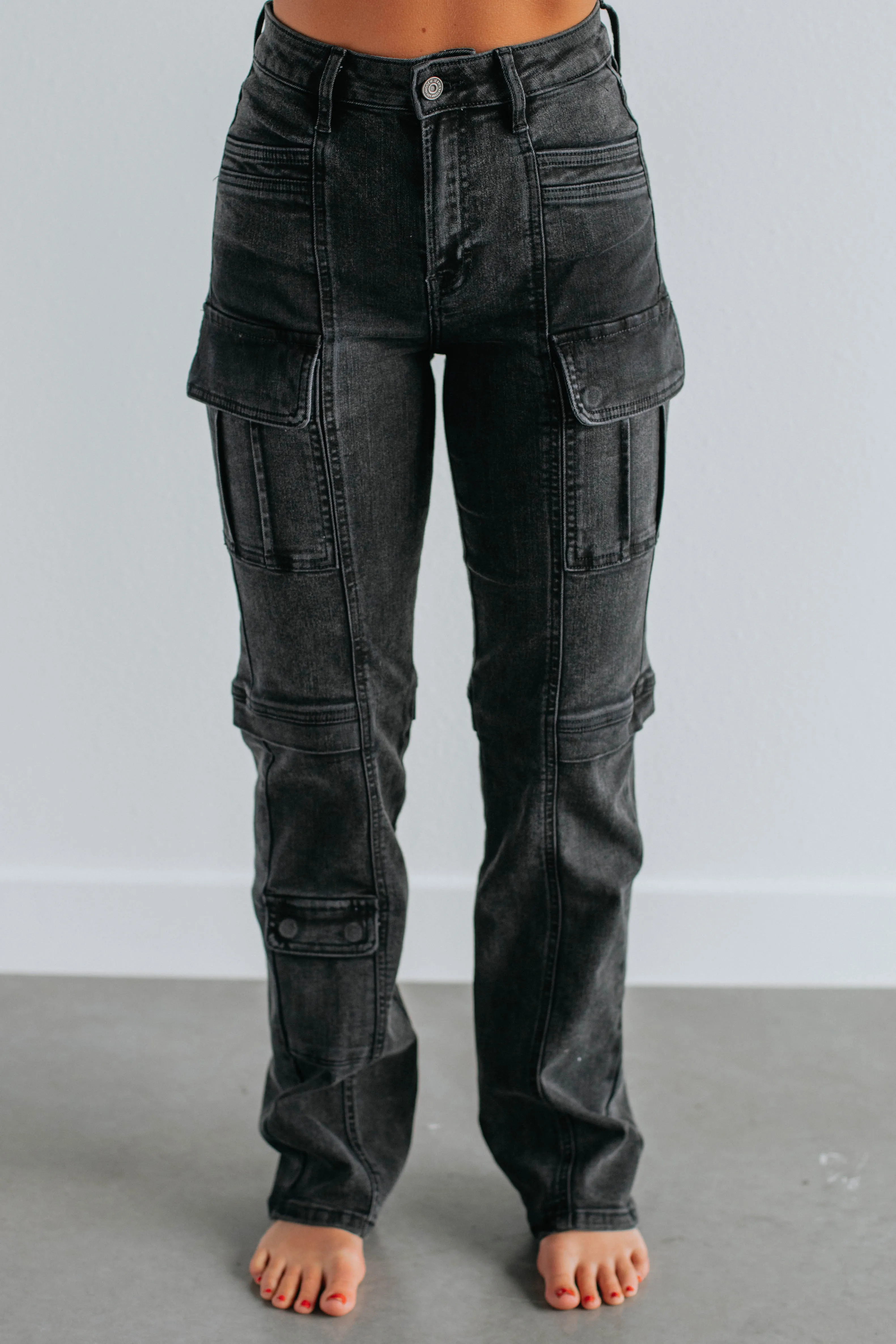 Tracey Hidden Cargo Jeans - Vintage Black