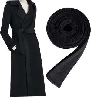 Trench Coat Belt Replacement, 69" Long Woolen Overcoat Belt, Decorative Buckle Robe Alternative, Black Outerwear for Adults Trench Coat