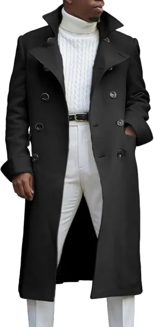 trench coat Coat Autumn British Woolen Double Breasted Extended Coat coats for men Mens Pea Coat Trench