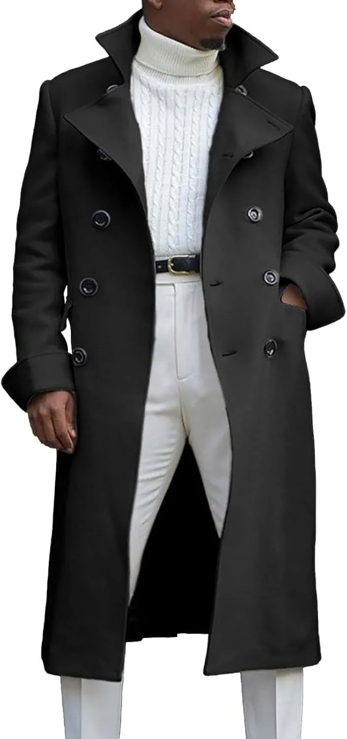 trench coat Coat Autumn British Woolen Double Breasted Extended Coat coats for men Mens Pea Coat Trench