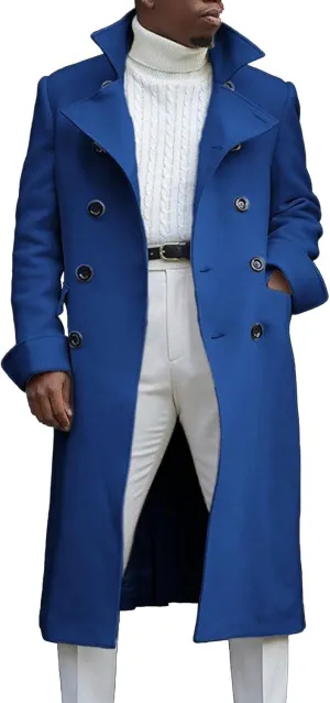 trench coat Coat Autumn British Woolen Double Breasted Extended Coat coats for men Mens Pea Coat Trench