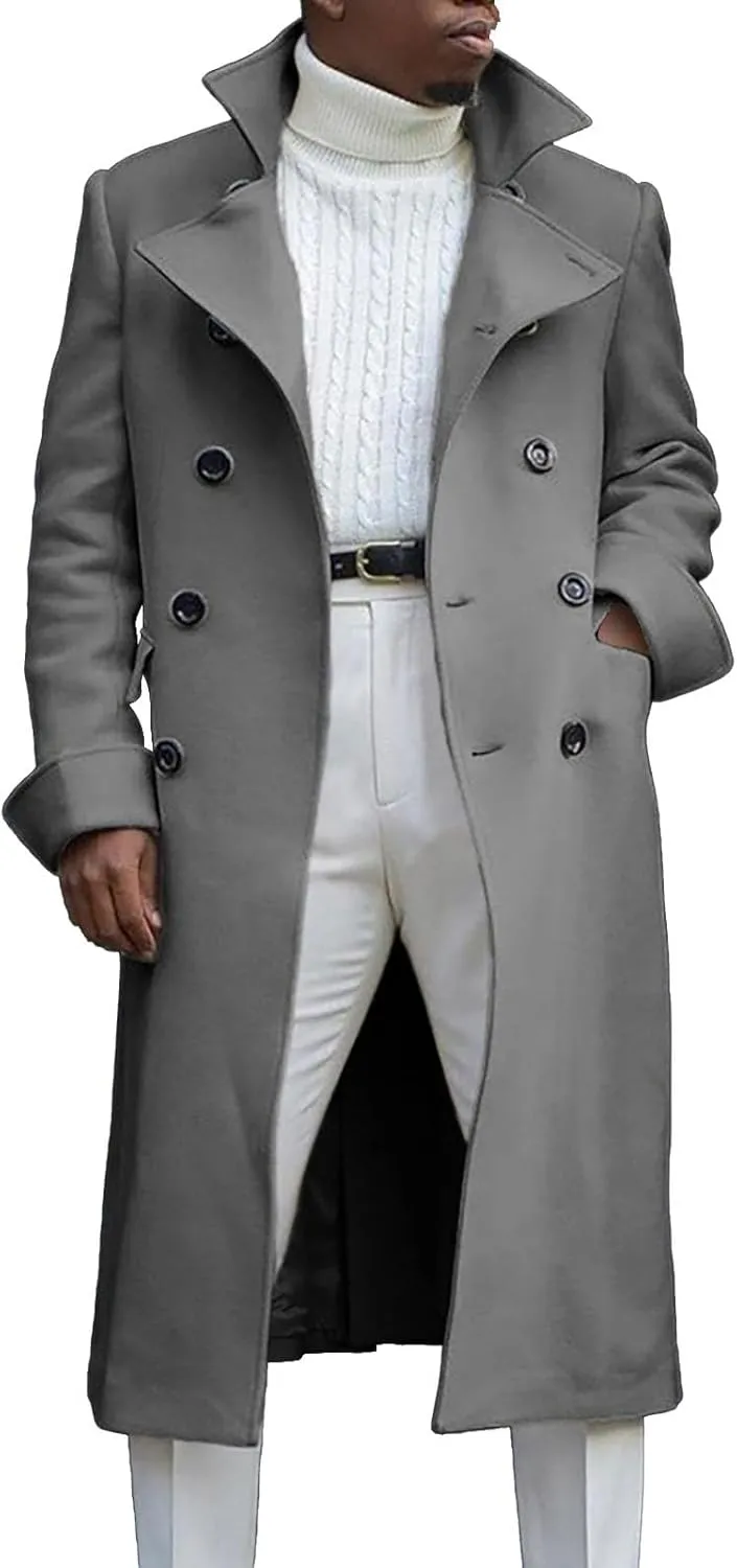 trench coat Coat Autumn British Woolen Double Breasted Extended Coat coats for men Mens Pea Coat Trench